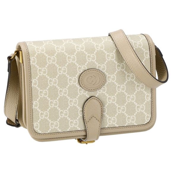 Gucci Shoulder Bag GG Supreme Canvas Leather Beige - Picture 1 of 3
